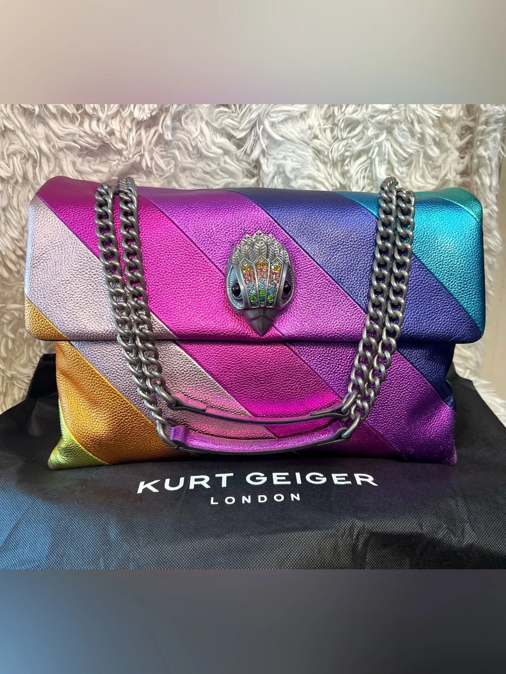 💜KURT GEIGER LONDON XXL LEATHER KENSINGTON BAG💜NWT